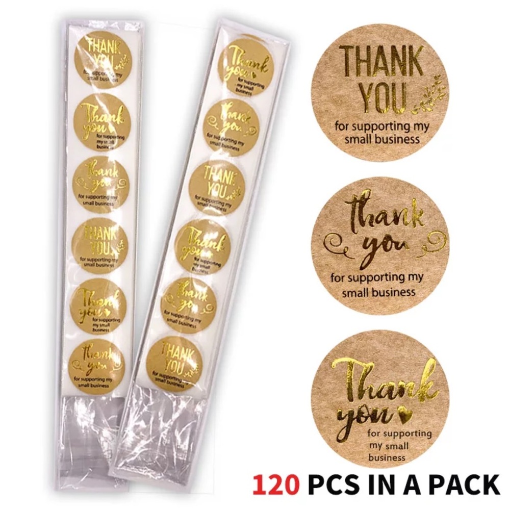 120 Kraft Thank You Stickers CLEARANCE - Picture 9 of 9